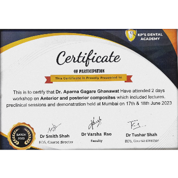 Certificate — Anterior & Posterior Composites