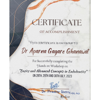 Certificate — Advanced Endodontics